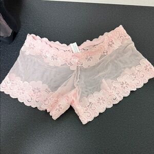 Lace Trim Pink Women's Intimate Shorts